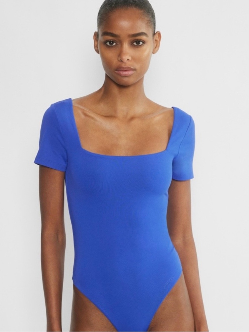 Aritzia Contour Square Neck Short Sleeve Bodysuit - Splash Blue (NWT)